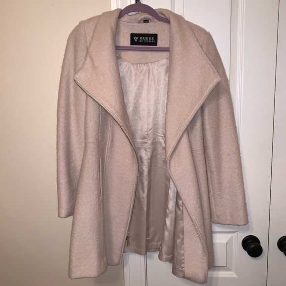 Guess Jackets & Blazers - NWOT GUESS Asymmetrical Zip Wool Ivory Pea Coat